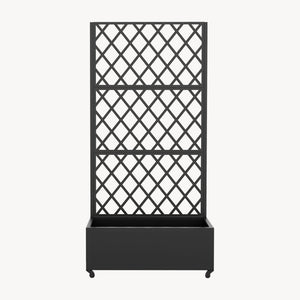 Tabique Malja con jardinera acero 190x82x38cm - Negro [casa.pro]