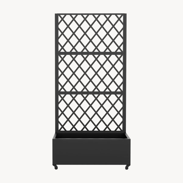 Tabique Malja con jardinera acero 190x82x38cm - Negro [casa.pro]