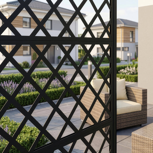 Tabique Malja con jardinera acero 190x82x38cm - Negro [casa.pro]