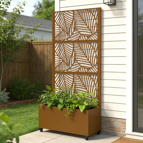 Tabique Surnskoki con jardinera acero 190x82x38cm - [casa.pro]