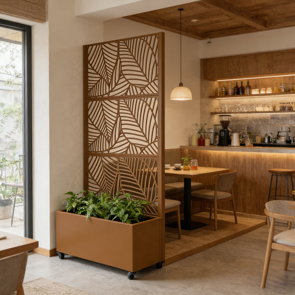 Tabique Surnskoki con jardinera acero 190x82x38cm - [casa.pro]