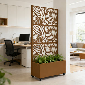 Tabique Surnskoki con jardinera acero 190x82x38cm - [casa.pro]