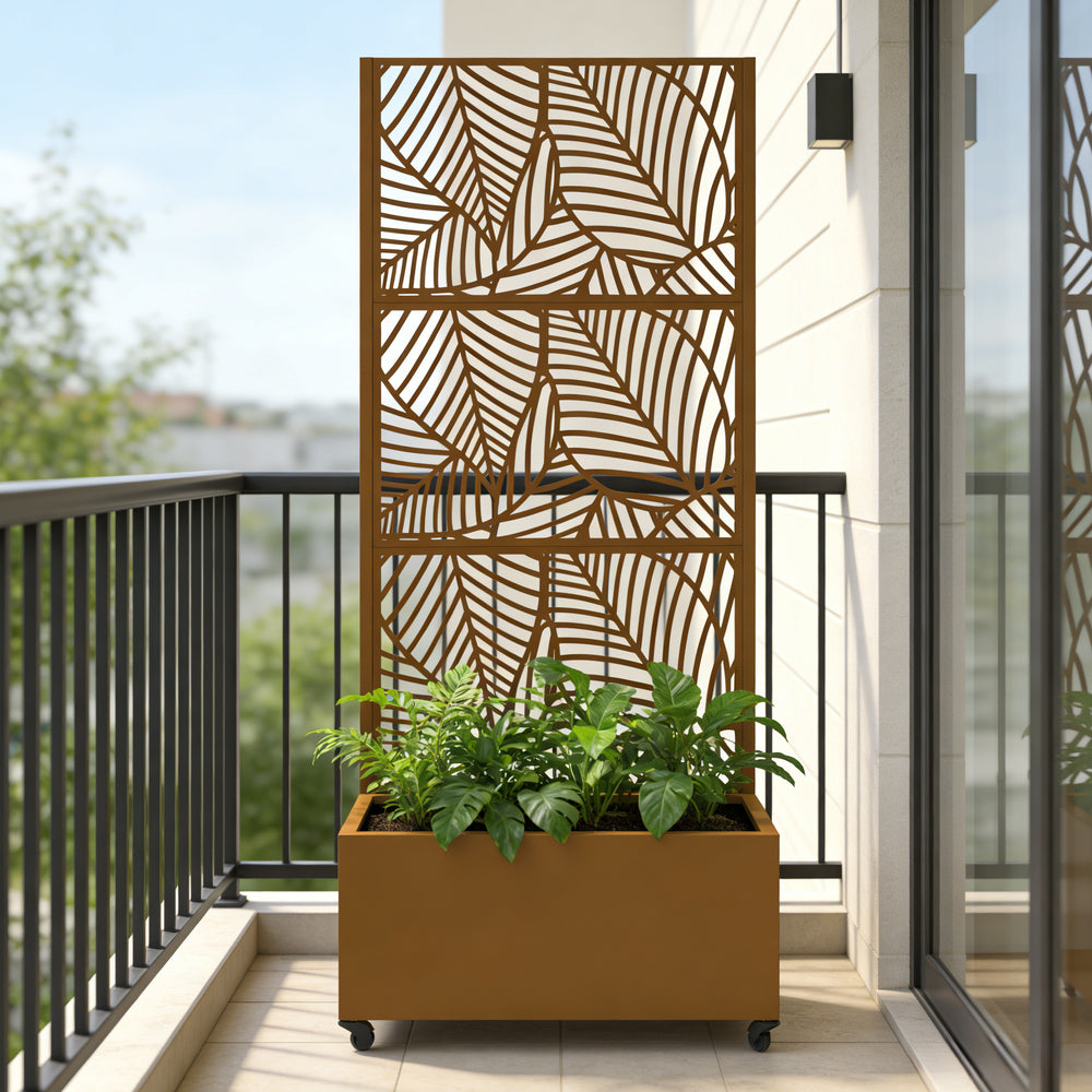 Tabique Surnskoki con jardinera acero 190x82x38cm - [casa.pro]