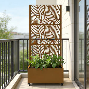 Tabique Surnskoki con jardinera acero 190x82x38cm - [casa.pro]