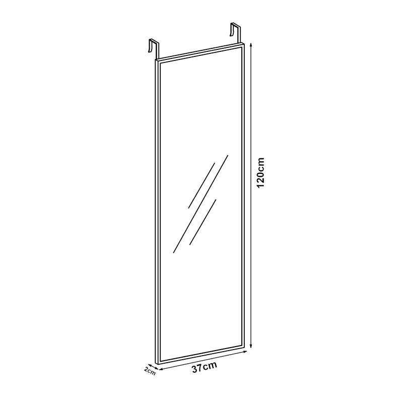 Esquema acotado Espejo de puerta Lesina marco de aluminio 120x37cm [en.casa]