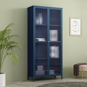 Vitrina Säkylä con puerta de cristal 3 estantes [en.casa]