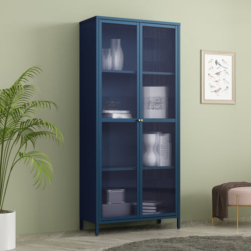 Vitrina Säkylä con puerta de cristal 3 estantes [en.casa]
