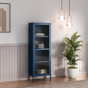 Vitrina Säkylä con puerta de cristal 3 estantes [en.casa]
