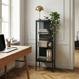 Vitrina Borshavisa 116x34x30 cm Acero Negro [en.casa]