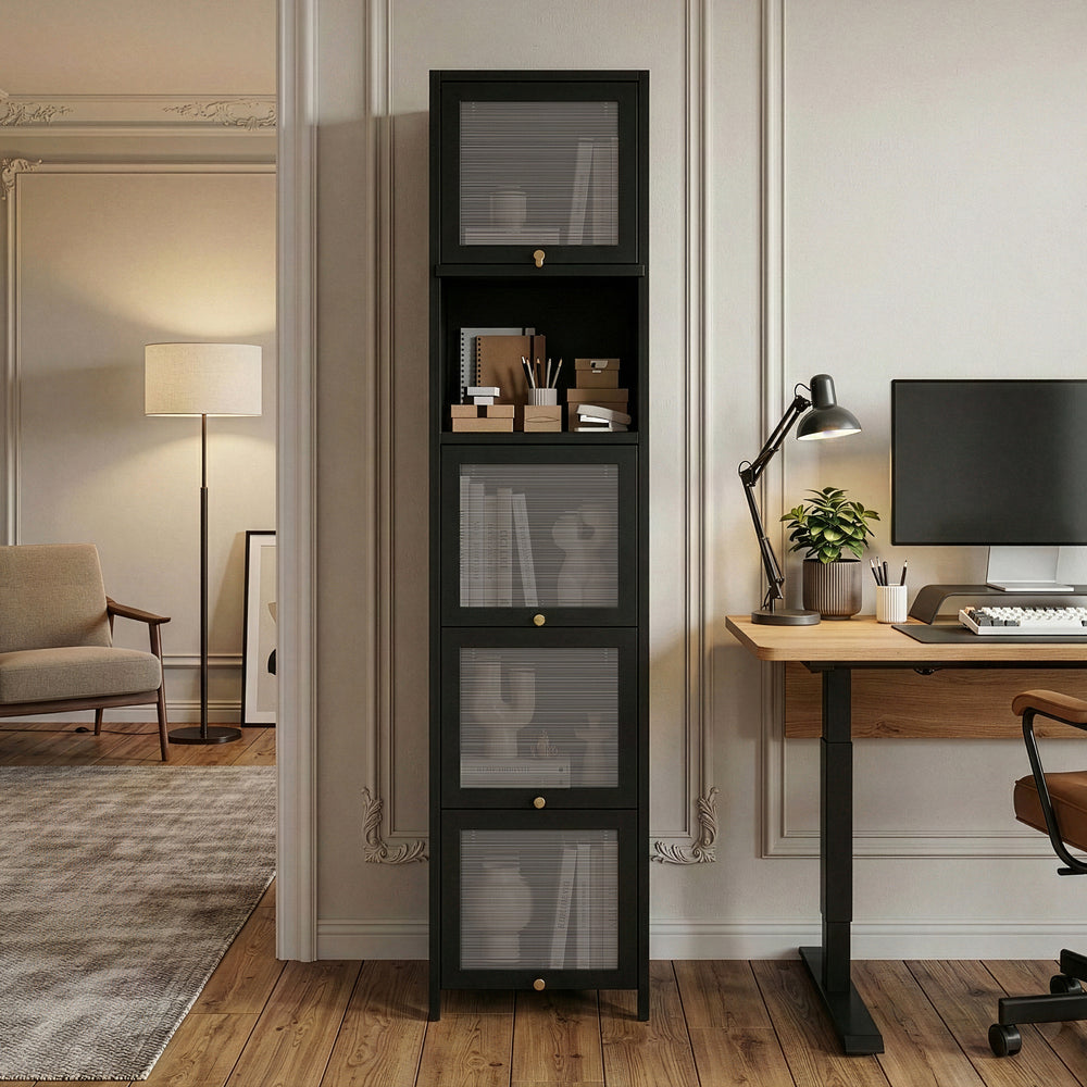 Vitrina Ostersund 174x40x35 cm Negro [en.casa]