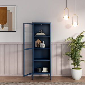 Vitrina Säkylä con puerta de cristal 3 estantes [en.casa]