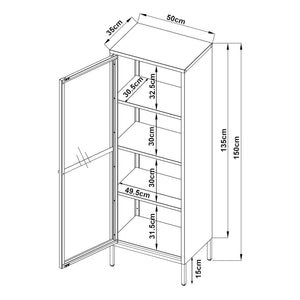 Vitrina Säkylä con puerta de cristal 3 estantes [en.casa]