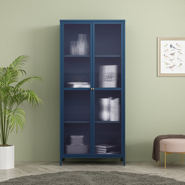Vitrina Säkylä con puerta de cristal 3 estantes [en.casa]