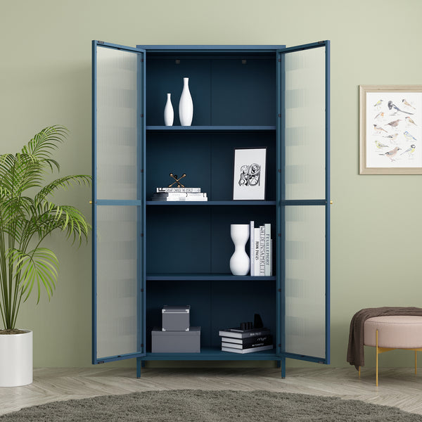 Vitrina Säkylä con puerta de cristal 3 estantes [en.casa]