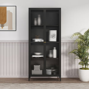 Vitrina Säkylä con puerta de cristal 3 estantes [en.casa]