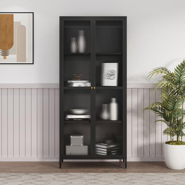 Vitrina Säkylä con puerta de cristal 3 estantes [en.casa]