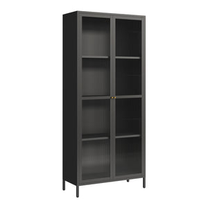 Vitrina Säkylä con puerta de cristal 3 estantes [en.casa]