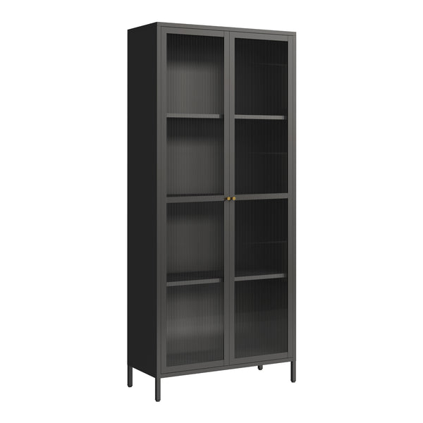 Vitrina Säkylä con puerta de cristal 3 estantes [en.casa]