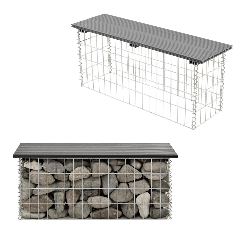 Esquema acotado Banco de gaviones Friesland WPC 100x45x30 cm en varios colores pro.tec