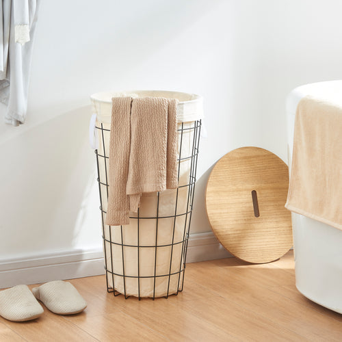 Cesto de ropa Skive con bolsa para ropa 40 L metal negro [en.casa] - premiumXL