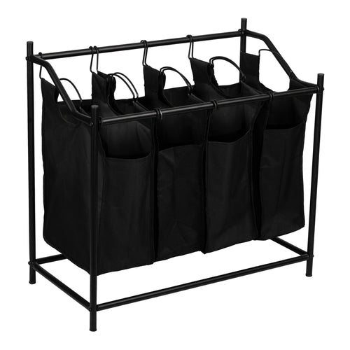 Cesto para ropa Vamdrup con 4 bolsas de lavandería 18 L estructura de metal negro [en.casa] - premiumXL
