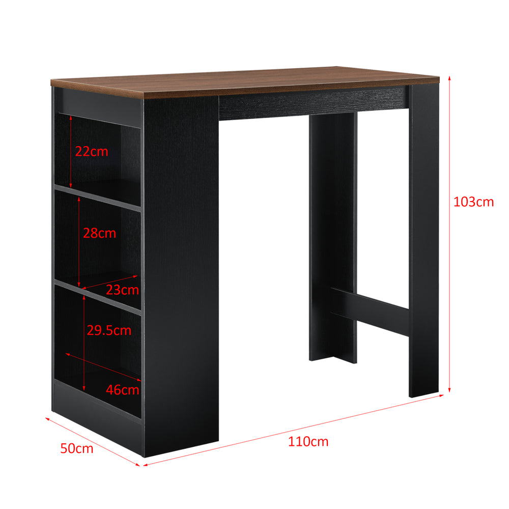 Mesa de bar Kouvola con 3 compartimentos 110x50x103 cm en varios colores [en.casa] - premiumXL