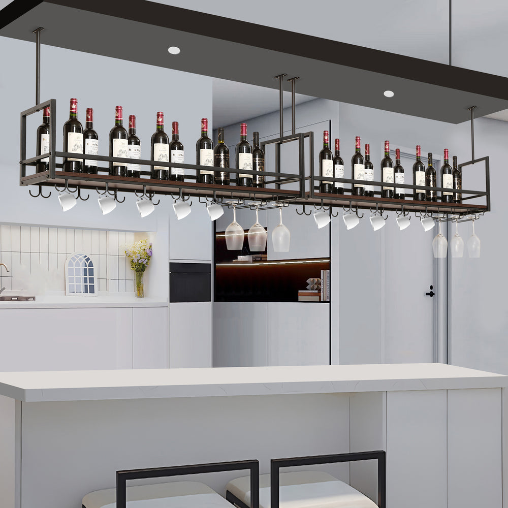 Estante para vinos con soporte para copas Borejle [en.casa]