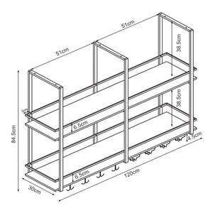 Estante para vino Hubro Negro/Aspecto nogal [en.casa]