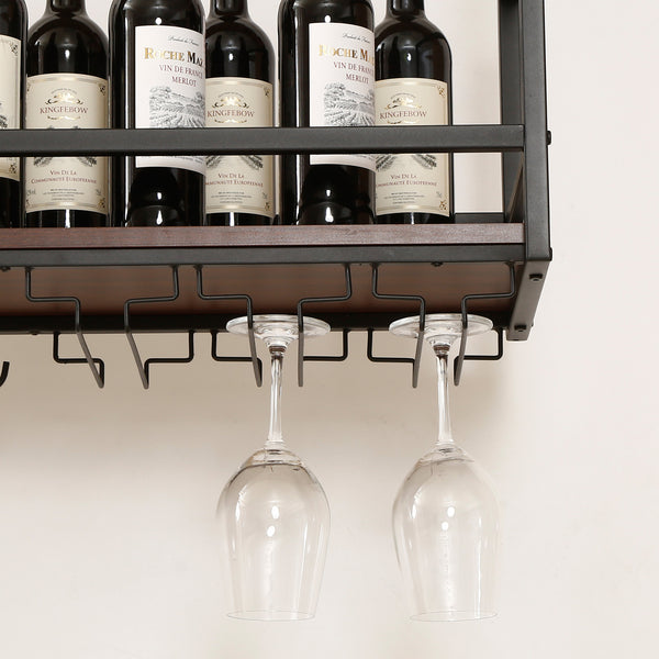Estante para vinos con soporte para copas Borejle [en.casa]