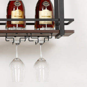 Estante para vino Hubro Negro/Aspecto nogal [en.casa]