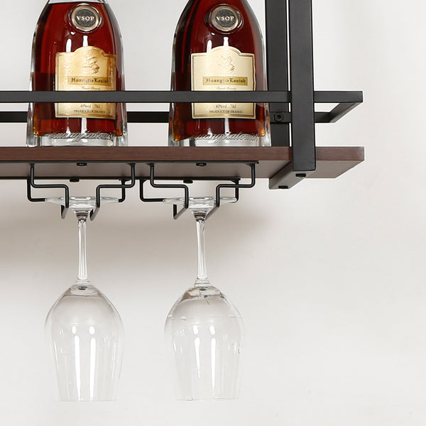 Estante para vino Hubro Negro/Aspecto nogal [en.casa]