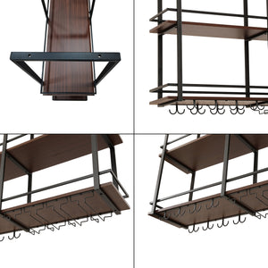 Estante para vino Hubro Negro/Aspecto nogal [en.casa]