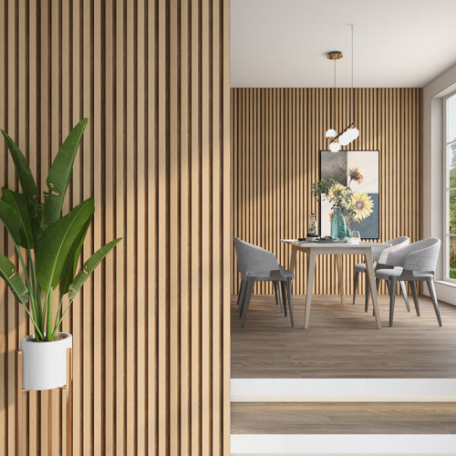 Set de paneles de pared 3D Borger 195x30 cm - Efecto Roble Claro [NEU.HOLZ]