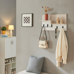 Perchero de pared Botaruvn con 2 estantes 34x59x13 cm beige/blanco [en.casa] - premiumXL