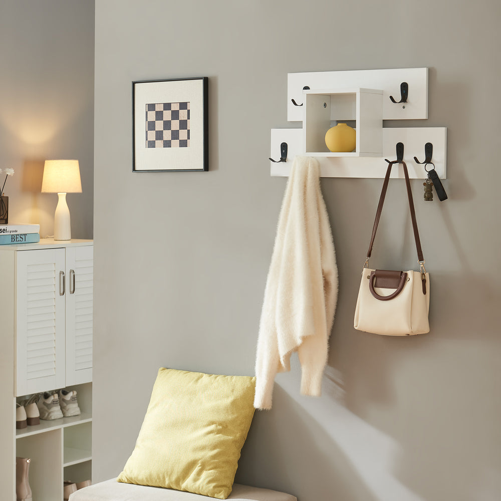 Perchero de pared Vänd con estante 32x60x14 cm blanco [en.casa] - premiumXL