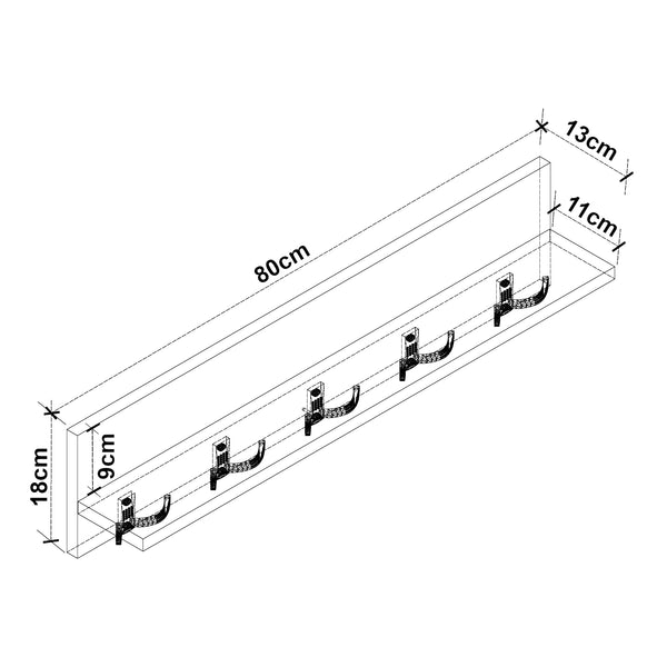Perchero de pared Hammarö 80x11x18cm en varios colores [en.casa]