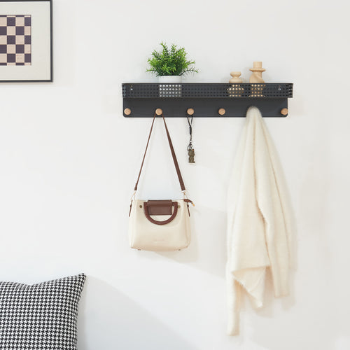 Perchero de pared con estante Jäller [en.casa]