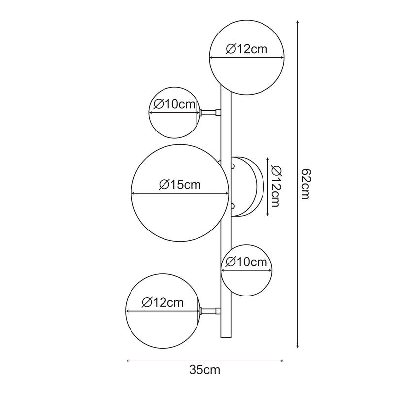 Esquema acotado Lámpara de pared Makkor [lux.pro]
