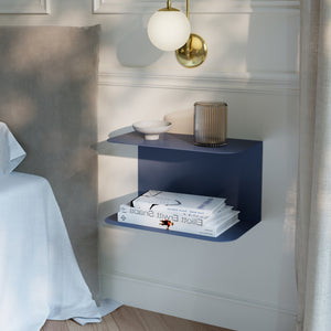 Mesita de noche flotante Notodden de 2 niveles acero 40x23x23cm - [en.casa]