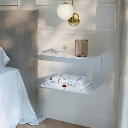 Mesita de noche flotante Notodden de 2 niveles acero 40x23x23cm - [en.casa]