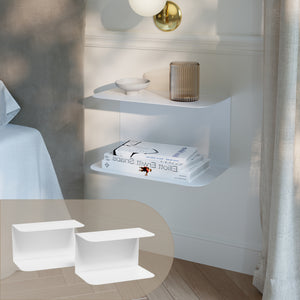 Mesita de noche flotante Notodden de 2 niveles acero 40x23x23cm - [en.casa]