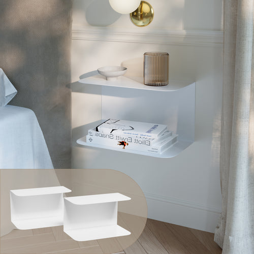 Mesita de noche flotante Notodden de 2 niveles acero 40x23x23cm - [en.casa]