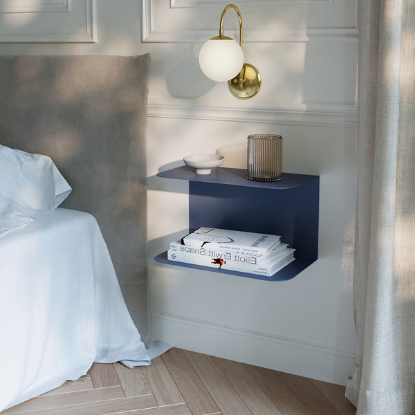 Mesita de noche flotante Notodden de 2 niveles acero 40x23x23cm - [en.casa]