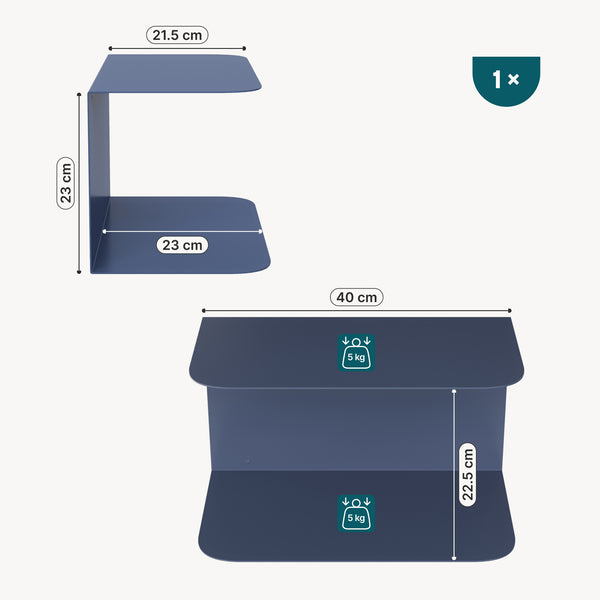 Mesita de noche flotante Notodden de 2 niveles acero 40x23x23cm - [en.casa]