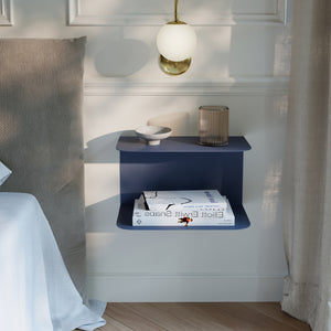 Mesita de noche flotante Notodden de 2 niveles acero 40x23x23cm - [en.casa]