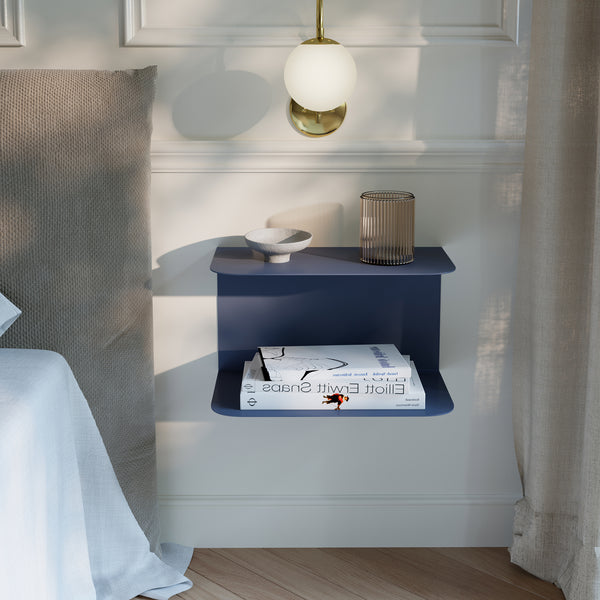 Mesita de noche flotante Notodden de 2 niveles acero 40x23x23cm - [en.casa]