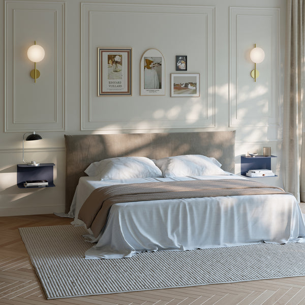 Mesita de noche flotante Notodden de 2 niveles acero 40x23x23cm - [en.casa]