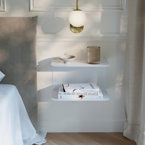 Mesita de noche flotante Notodden de 2 niveles acero 40x23x23cm - [en.casa]