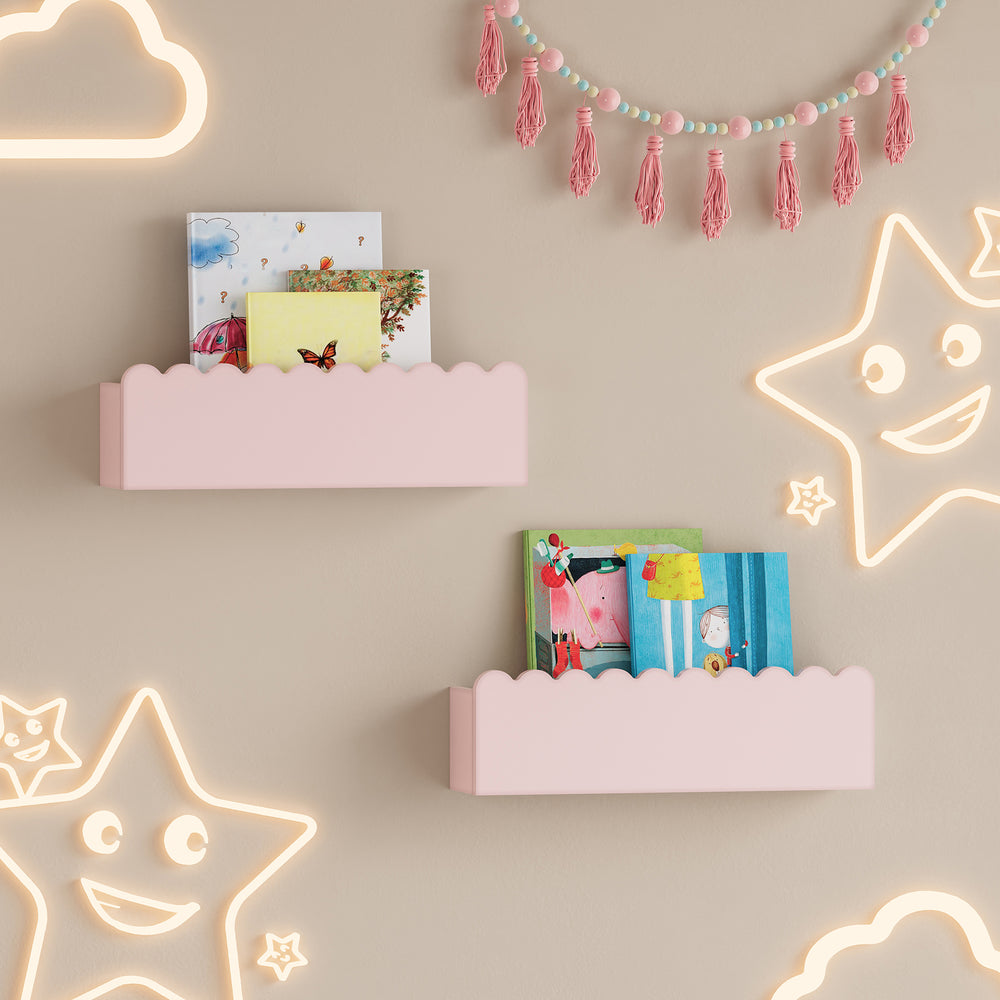 Infantil - Estante de pared juego de 2 Vestnes 40x10x10 cm Cotton Candy [en.casa] - premiumXL