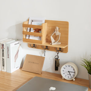 Estante de pared Giske 33x8x22 cm bambú [en.casa] - premiumXL